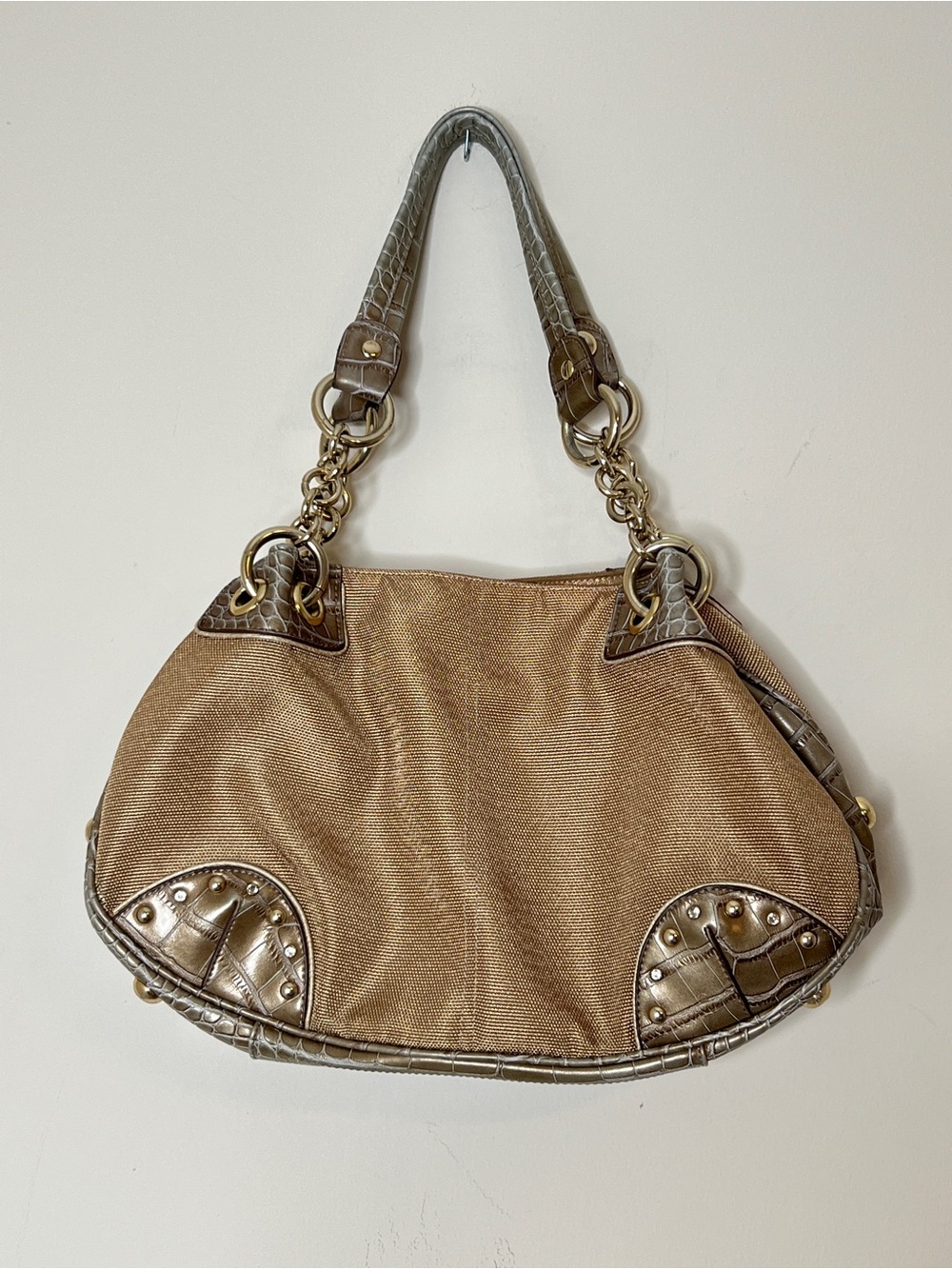 Y2K Kathy Van Zeeland Gold Large Shoulder Bag Purse